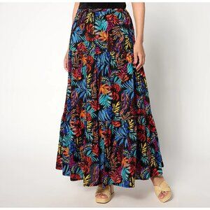 Destination 365 Tiered Skirt Size Medium Petite Printed Clip Jacquard Boho NEW